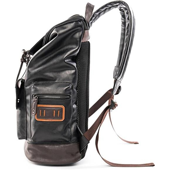 PU Leather Laptop Backpack,Vintage Travel Rucksack for College,Large